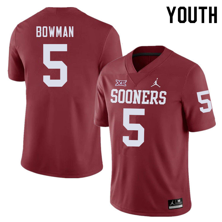 Youth #5 Billy Bowman Oklahoma Sooners College Football Jerseys Sale-Crimson